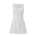 U Collar Solid Color Short Skirt Slim-fit Lace Up Sleeveless Dress