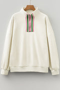 Felitina Patchwork Zip Collar Pullover