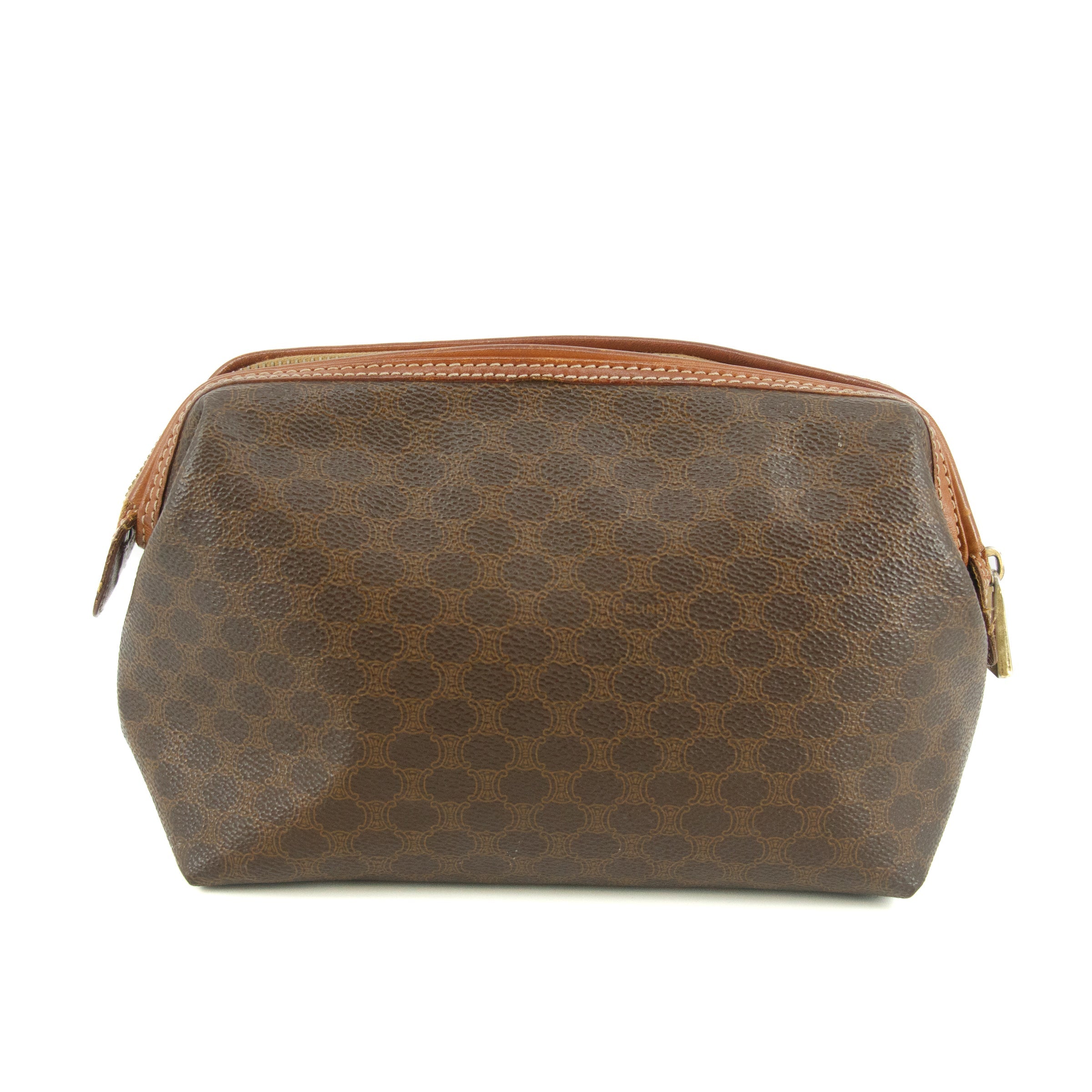 Celine Macadam Brown PVC x Leather Pouch Bag #4723