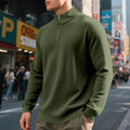 Men's Stand Collar Half Zip Small Plaid Sweater