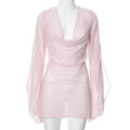 Women's Sheer Long Sleeve Backless Dress