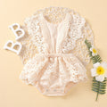 Solid color backless lace up baby jumpsuit