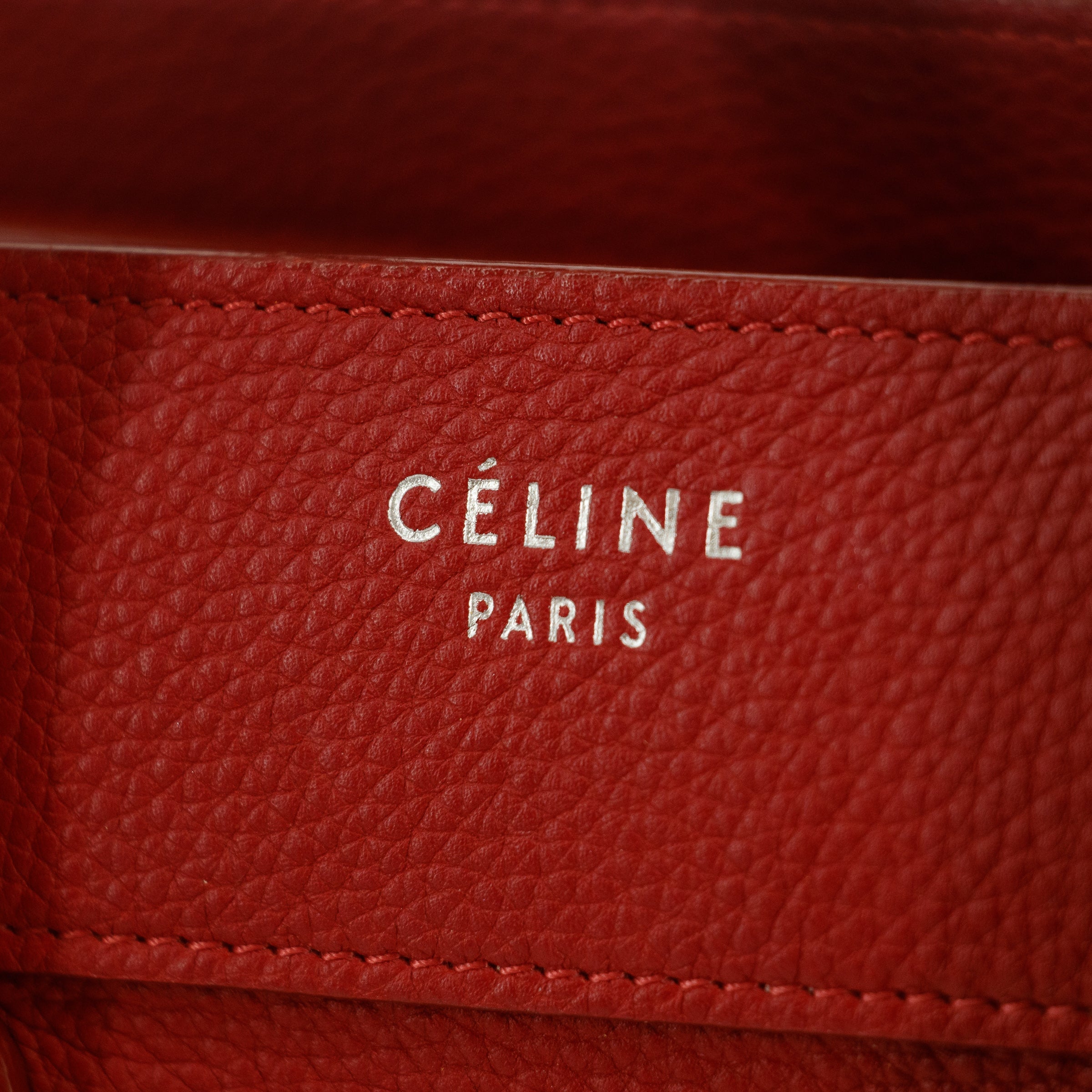 Celine Grained Calfskin Red Phantom Luggage Bag #5377