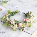 Forest style curled edge rose headband, simulated starry sky, eucalyptus wreath, bride's wedding dress, photography, headwear