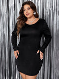 European And American Round Neck Plus Size Thin And Glittering Hip Skirt