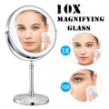 Dual sided 8" USB Wireless 1X&10X Rechargeable Vanity makeup mirror with lights