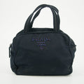 Prada Nylon Tessuto Black Beaded Handle Bag #5807