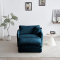 Ottoman modern style chair, living room club chair Chenille cushioned armchair, bedroom reading chair, blue