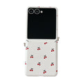 White Background Korean Style Cherry Phone Case for Samsung Z Flip 7/5/6/4 Foldable Protective Shell Compatible with Oppo and Huawei