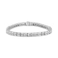 14K White Gold 4 3/8 Cttw Alternating Invisible Set Princess and Baguette Diamond Tennis Bracelet (G-H Color, VS1-VS2 Clarity) - Size 7"
