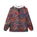 Abstract Red Blue Camo Windbreaker Jacket – All-Over Print Lightweight Hooded Jacket