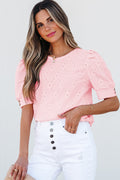 Scarlet Flower Textured Short Sleeve Top.