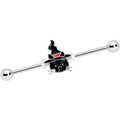 14G Halloween Witch Way Black Cat Barbell Industrial 38mm