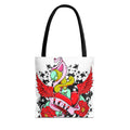 Love Heart Winged Tattoo Tote Bag — Retro Rose Sailor Pinup Design