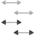 14G 9/16 Clear Gem Triangle End Barbell Nipple Ring Set of 4