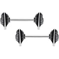 14G 9/16 Southwestern Feathers Barbell Nipple Ring Set