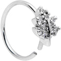20G 5/16 Clear CZ Gem Maple Leaf Nose Hoop