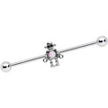 14G White Faux Opal Rock Out Robot Industrial Barbell 38mm