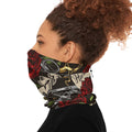 Bandana Neck Gaiter – Vintage Tattoo Roses, Guns & 'Hustle Hard' Design
