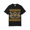 Baroque Crest Garment-Dyed Tee — Gold Greek Key Medallion