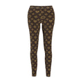 Designer-Inspired Brown Monogram Leggings — Women's All-Over Print Casual Leggings