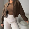 Women's Off-shoulder Round Neck Lantern Sleeve Short Coat