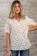 Jaylani Floral Eyelet Puff Sleeve Blouse