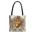 Vintage Devil & Angel Pizza Tote Bag — Gothic Rose Cheese Slice Design