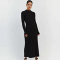 Long Sleeve Knitted Wooden Ear Turtleneck Waist-controlled Slim Fit Slimming Dress