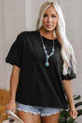 Ayra Loose Half Sleeve Hi Low Hem Top