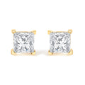 IGI Certified 3/8 Cttw Princess-Cut Square Diamond 4-Prong Solitaire Stud Earrings in 14K Yellow Gold (L-M Color, I1-I2 Clarity)
