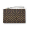 Monogram Pattern Clutch Bag — Brown Designer-Inspired Wristlet
