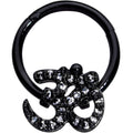 16G 3/8 Clear CZ Gem Black Amazing Om Hinged Segment Ring