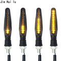2PCS LED Motorcycle Turn Signals Light 12 SMD Tail Flasher Flowing Water Blinker IP68 Bendable Motorcycle Flashing Lights