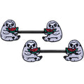 14G 9/16 Black Watermelon Sloth Barbell Nipple Ring Set