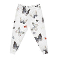 Butterfly Print Athletic Joggers — White Watercolor Butterflies AOP