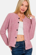 Zenana Button Down Long Sleeve Sweater Women Cardigan