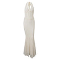 French Sexy Backless Lace Waist-tight V-neck Halter Fishtail Dress
