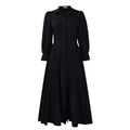 Women's Elegant Long Sleeve Big Hem Shirt Solid Color Dress