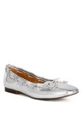 Marlow Metallic Eyelet Detail Bow Ballerinas