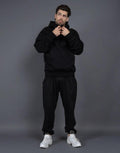 Men's Casual Loose Solid Color Hooded Sweatshirt Pants