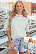 Light Grey Reversible Contrast-Stitched T-Shirt