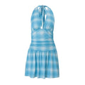 Blue And White Plaid Beach Sexy V-neck Cool Halter Dress
