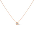 10K Rose Gold 1/5 Carat Round Brilliant-Cut Diamond Modern Bezel-Set Solitaire 16"-18" Pendant Necklace (H-I Color, SI2-I1 Clarity)