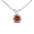 14K White Gold 1/4 Cttw Round Brilliant Cut Lab Grown Blue Diamond 4-Prong Solitaire Pendant Necklace (Blue Color, VVS2-VS1 Clarity) - 18"