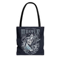 Hustle Skull Tote Bag – Gothic Skull & Roses Graphic Tote