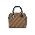 Monogram Pattern Shoulder Handbag – Brown Geometric Designer-Inspired Tote