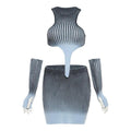 Knitted Gradient Irregular Top High Waist Skirt Set