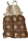 Planet Sea - Taupe and Cream Crochet Flower Dress