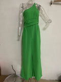 Spring Summer Solid Color Loose Wide-Leg Cotton Linen Jumpsuit